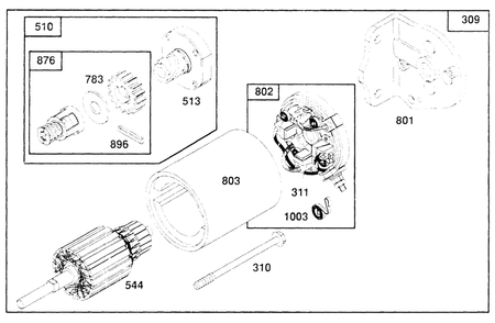 Electric Starter Diagram and Parts List for 257702-4005-XX  Briggs and Stratton Engine